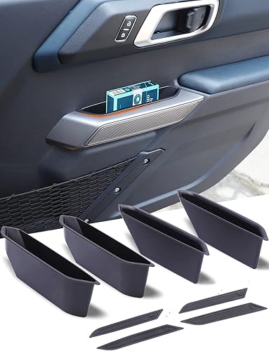 Savadicar Caja de almacenamiento para manija de puerta, organizador de bolsillos interiores de ABS para Ford Bronco 2021 2022 2023 de 4 puertas,
