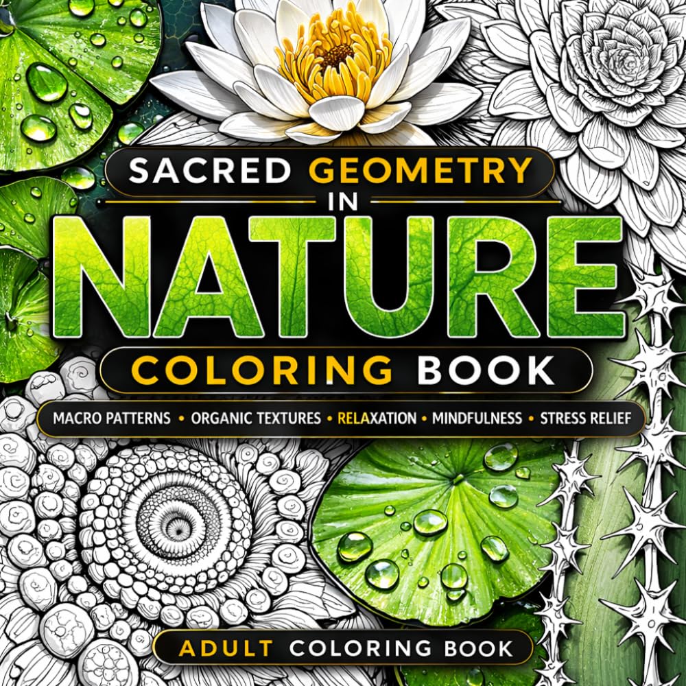 SACRED GEOMETRY IN NATURE COLORING BOOK: Macro Patterns • Organic Textures • Relaxation • Mindfulness • Stress Relief