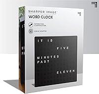 Vista 8 de Sharper Image Reloj Digital de Palabras LED, 7.75", Acabado Negro, Reloj de Escritorio y Pared Iluminado, Pantalla de Tiempo Moderna, Estante