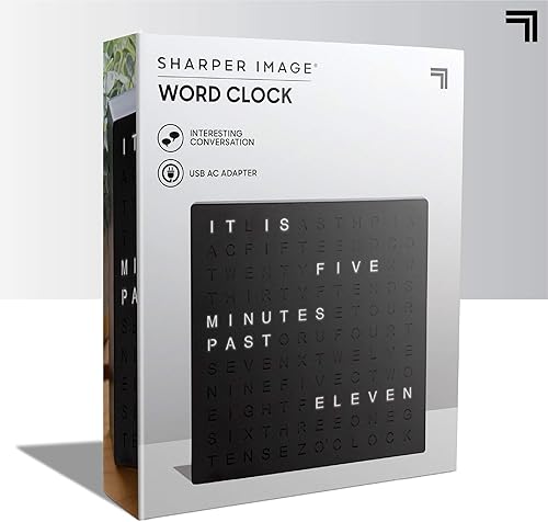 Miniatura 8 de Sharper Image Reloj de palabras LED Reloj digital iluminado de 7.75 pulgadas para escritorio y pared, reloj de acento con pantalla de tiempo
