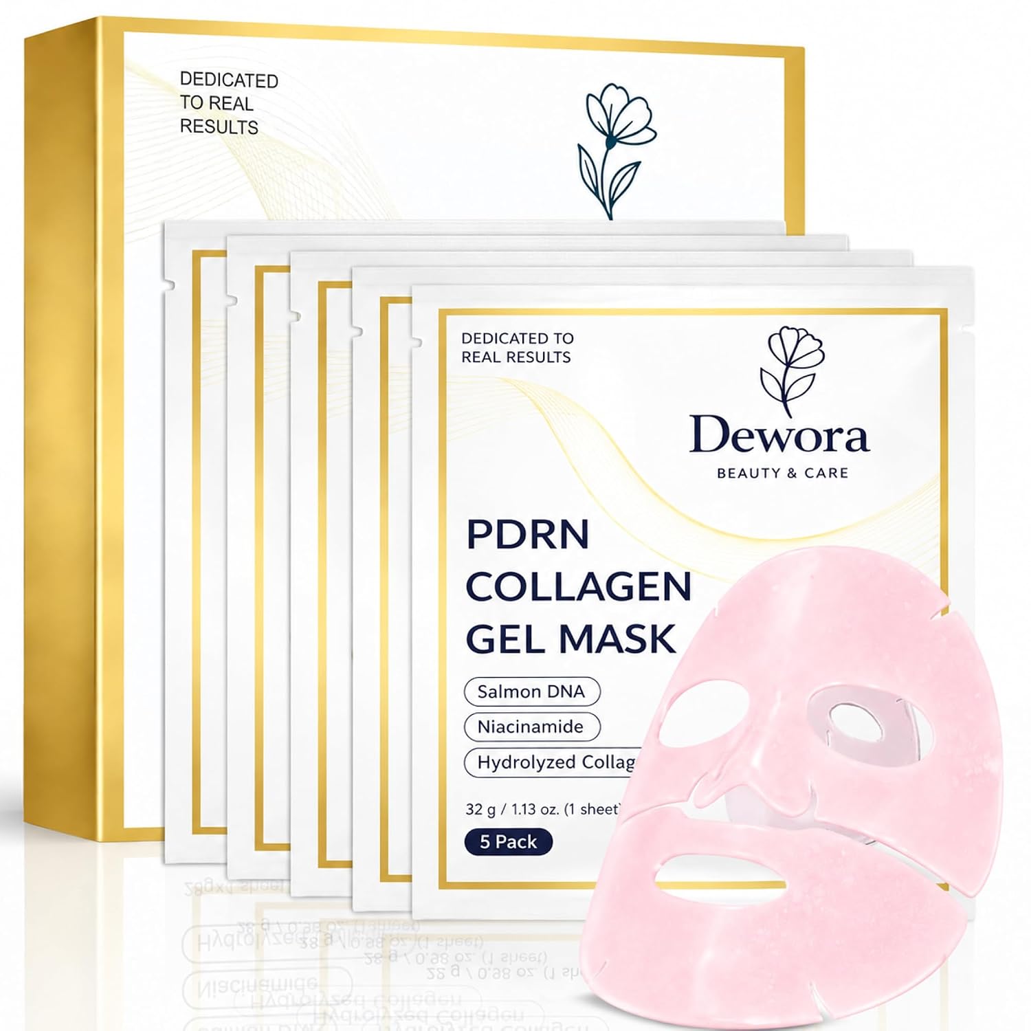 Salmon PDRN Pink Collagen Face Mask - Niacinamide Hydrating Firming - 5 x 32g