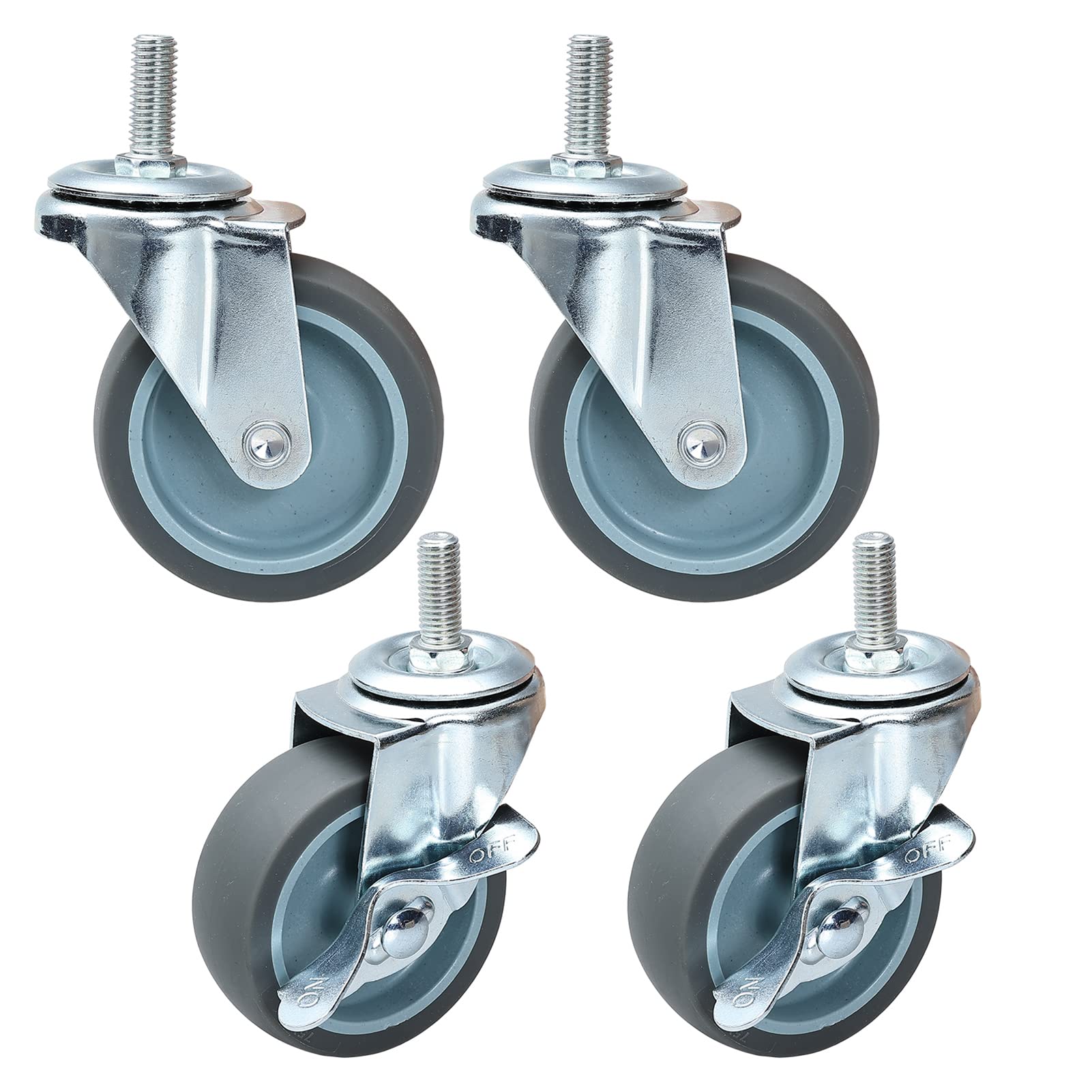 Buy Caster Wheels, 3 Inch Stem Casters, Set of 4, Heavy Duty, Threaded