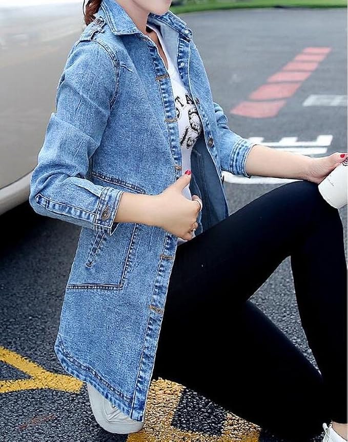 LD para mujer Fashion Slim Fit gabardina de mezclilla con palangre botón  abajo, 1, US -M : Amazon.com.mx: Ropa, Zapatos y Accesorios