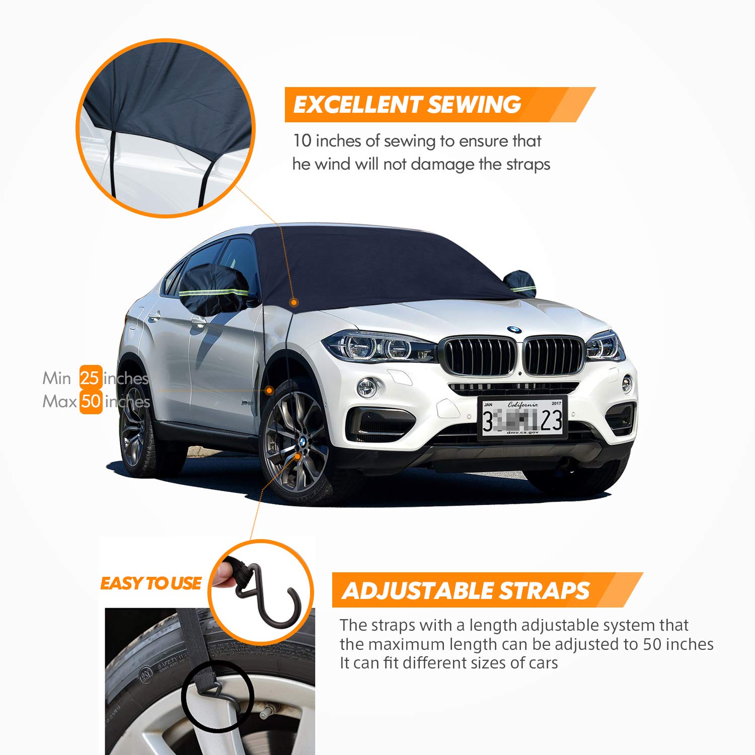 Car Windshield Cover, Car Frost Windshield Cover Shade Shield Sun Blocker Protector Prevent Snow Ice Frost Leaves Dust on Windshield for Car SUV Van Small Trucks