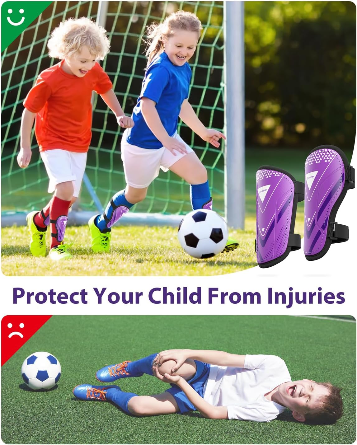 Shin Guards Soccer Kids Youth, CE Certified Airsfish Shin Guard Protection Gear for 2-18 Years Old Boys Girls Teenagers High Impact Resistant Breathable Comfortable 1 Pair 4 Sizes - Image 5