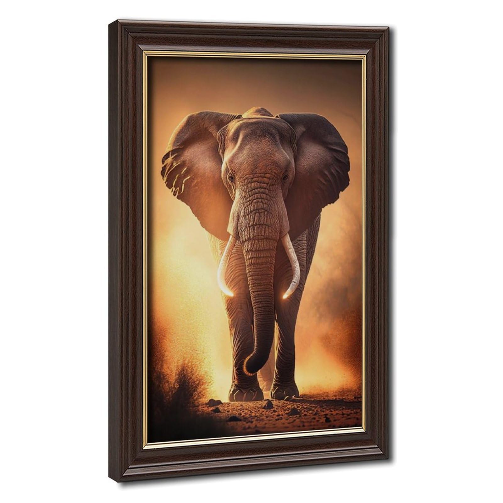 African Elephant Sunset Landscape Canvas Poster for Office Decor Gift