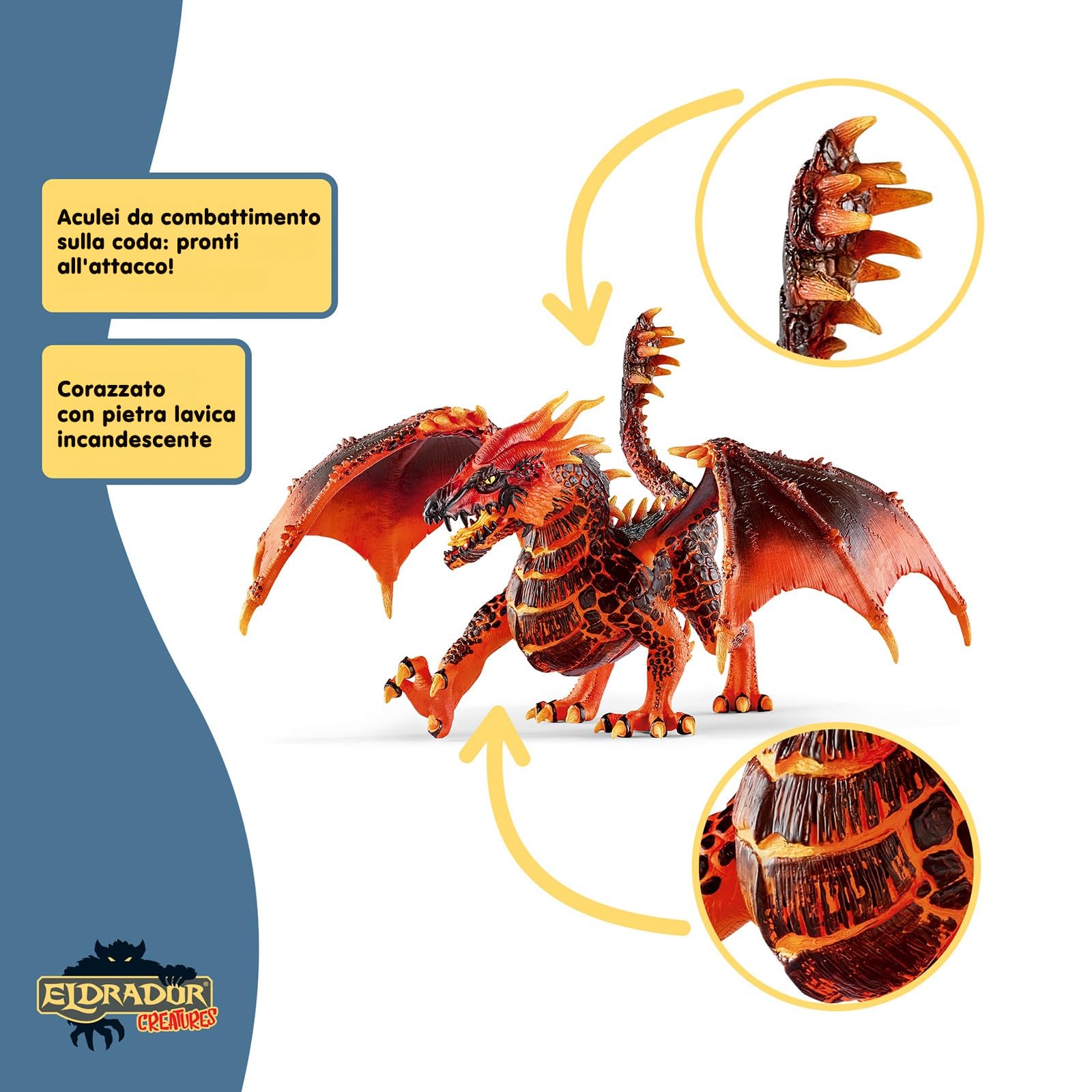SCHLEICH ELDRADOR Creatures | Drago di Lava 70138 | Figura mostruosa ELDRADOR con mascella e Ali mobili | Giocattolo Fantasy per Bambini dai 7 Anni | Idea Regalo | 20 x 14 x 15 cm