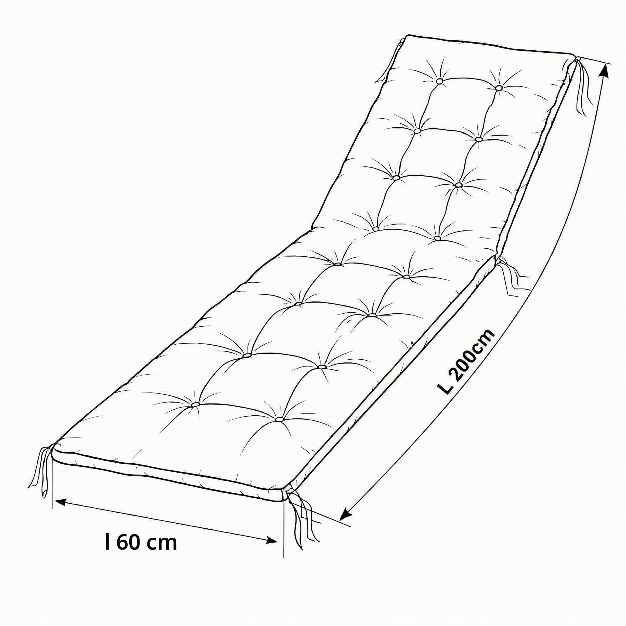 Spatium Coussin Bain de Soleil Jardin Extérieur Imperméable Respirant Matelassé Transat Mobilier Terrasse Confortable Durable Rechargeable 200x60cm Anthracite