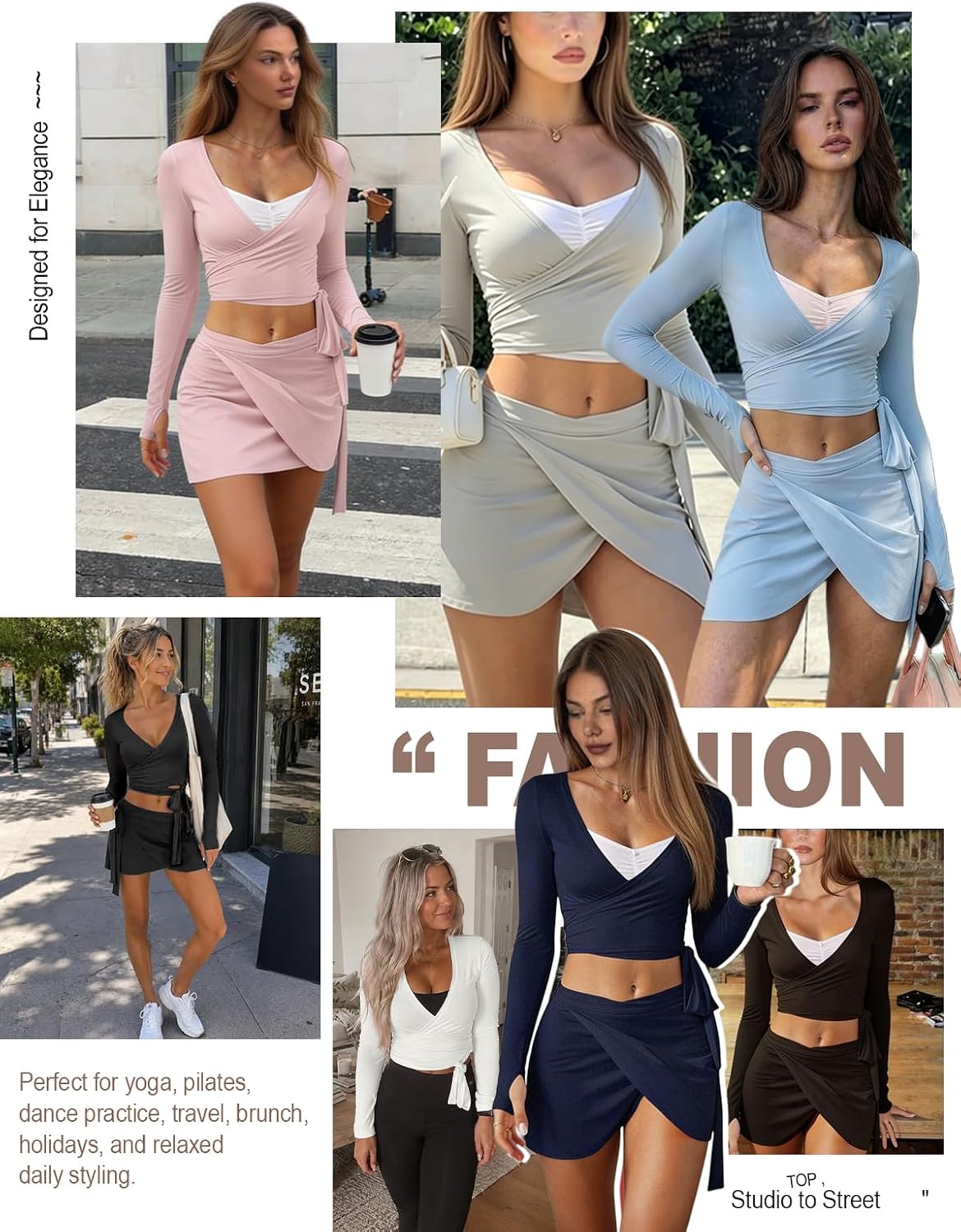 Ballet Wrap Tops for Women Tie Front Dance Cover Up Pilates Wrap Top Yoga Workout Shrug Long Sleeve Bolero