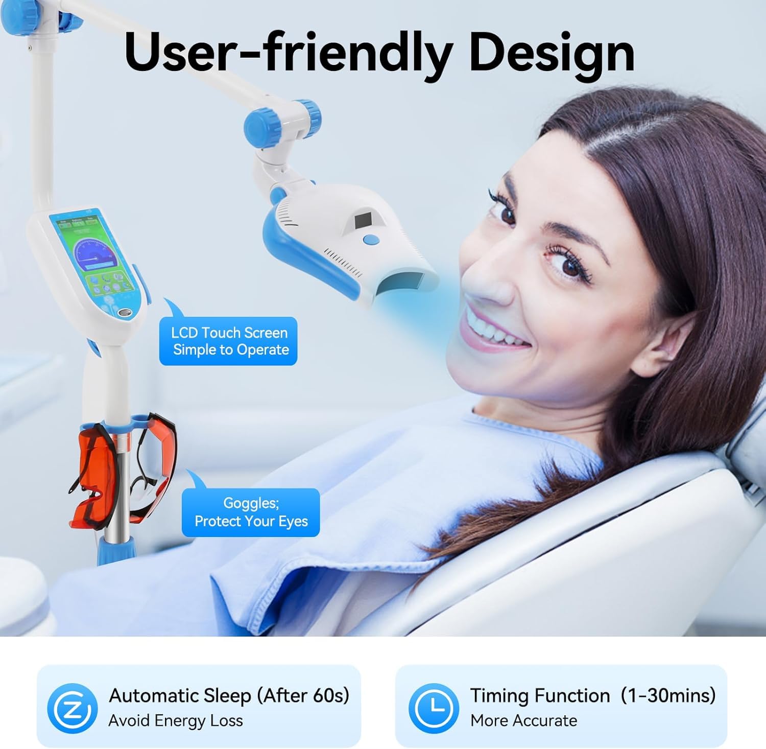 Dental Teeth Whitening Bleaching Lampe, Zahnärztlich LED Zahnbleaching Licht, Touchscreen Zahnweiß Zahnaufhellung Tooth Whitening Accelerator Gerät