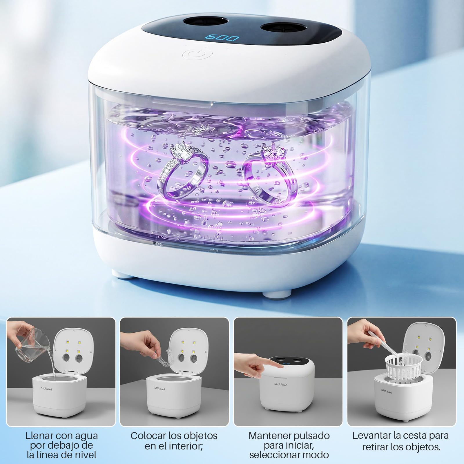 Limpiador Ultrasonidos Dental, 47KHz Limpiador Ferula Dental, 200ml Limpiador Retenedor Dental, Dental Pod Cleaner para dentaduras postizas, alineadores, aparatos ortopédicos, joyas