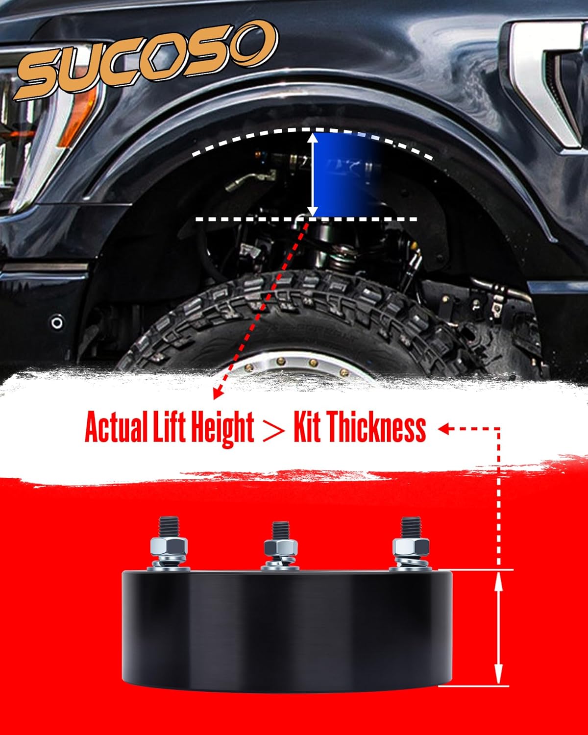 3" Front Leveling Lift Kit for 2004-2026 Ford F150, 2PCS Aluminum Strut Mount Lift Spacers,Front Suspension Lift Kit for Pickup Truck Compatible with 2003-2018 Expedition and 2005-2008 Lincoln Mark LT
