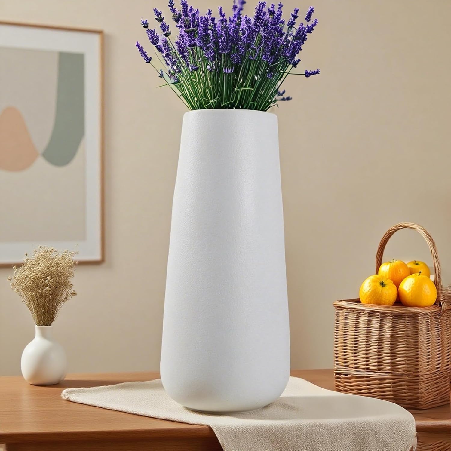11 Inch White Ceramic Vase, Matte Glazed Inside/Out for Home Office Decor, Flower Arranging & Corporate Gifts​ - Image 6