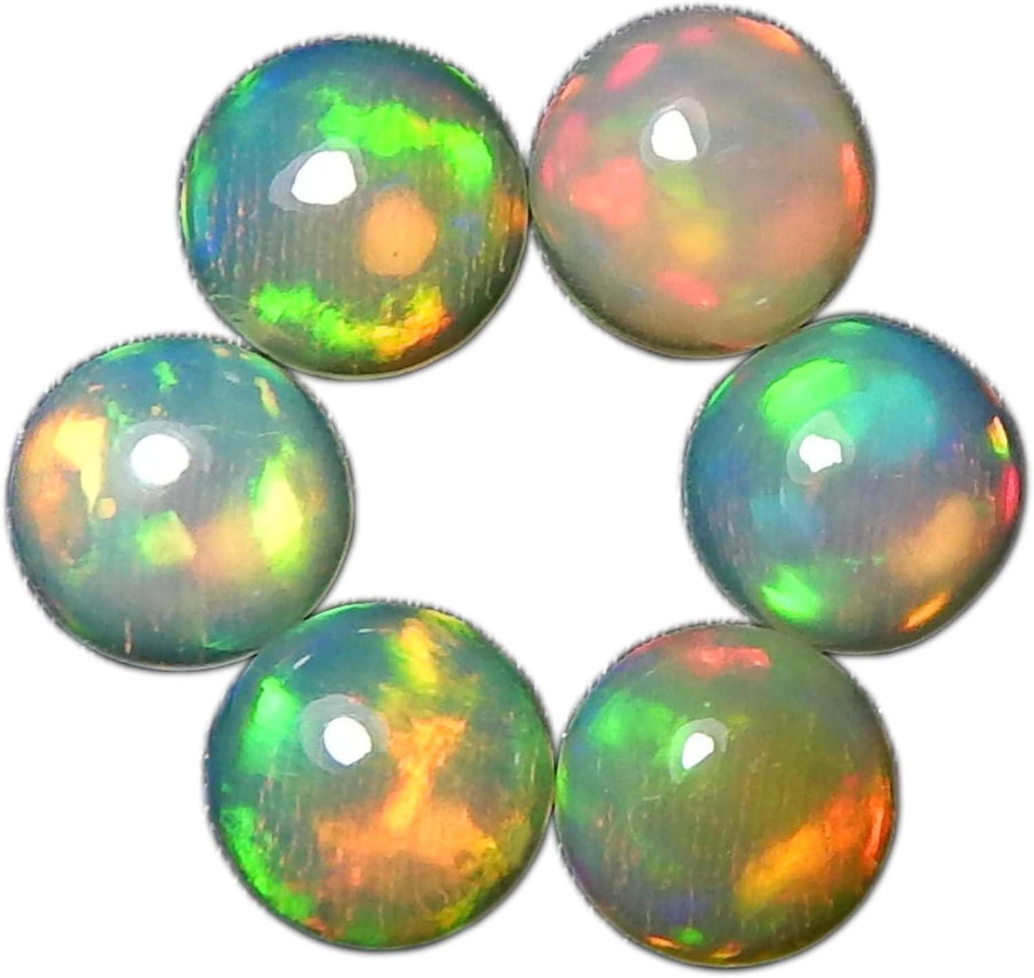 Natural Ethiopian Opal 5mm round cabochon AAA quality loose calibrated gemstones for jewelry making round 5mm - 6 Stone