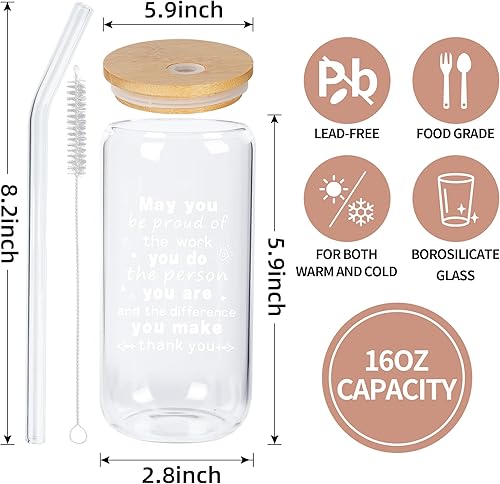 Miniatura 2 de 6 juegos de tazas de agradecimiento con la frase "May You Be Proud", regalos de la semana de agradecimiento a los empleados, tazas de vidrio con