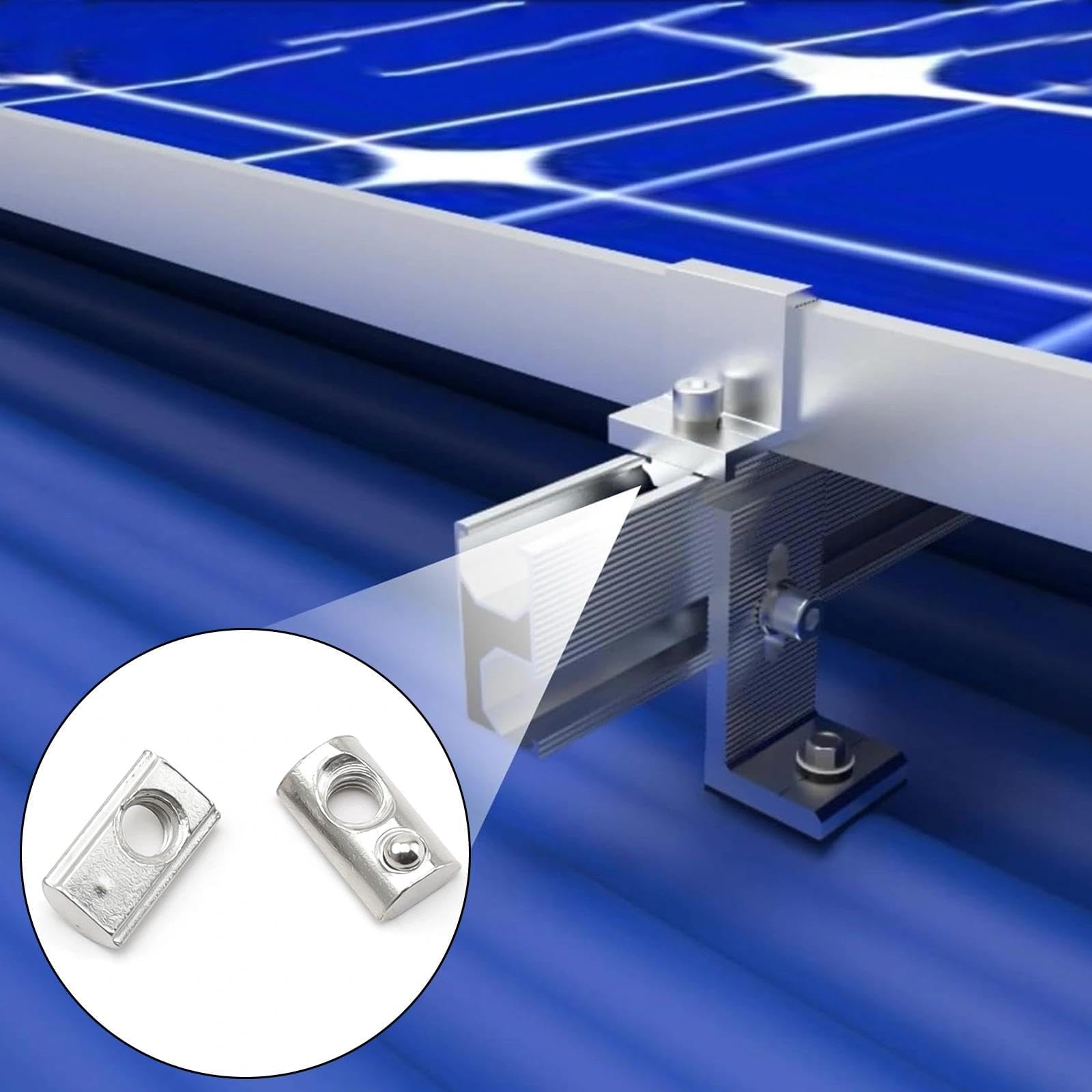 LINTRA 50 Pièces Écrous M5 Rainure 6 en T avec Bille de Centrage, 20-Série M5 Écrosu Rainure, Écrou Profilé Aluminium, Écrou en T Ressort, pour 3D CNC à Profil en C en Aluminium, Norme Européenne