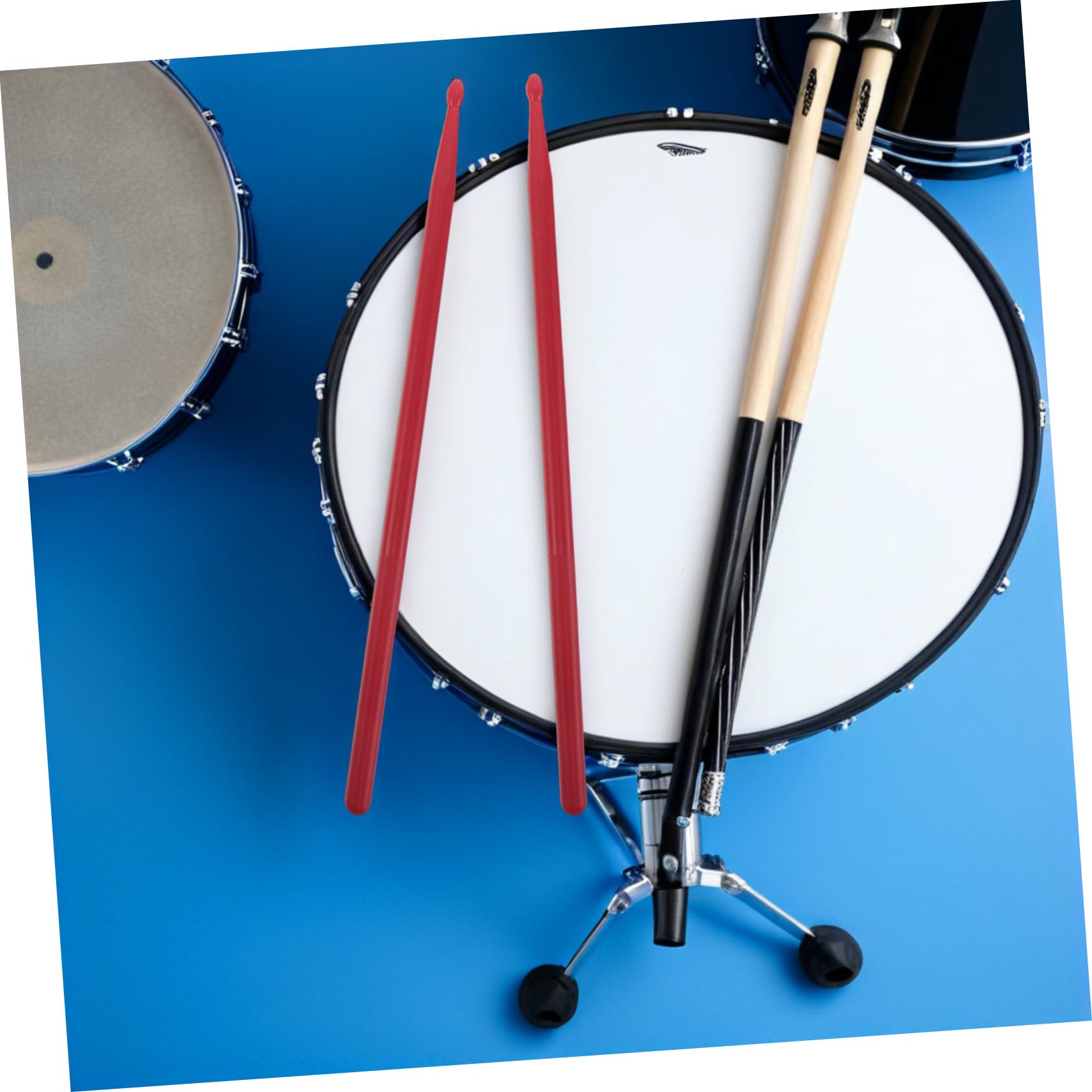 Juego de Accesorios para Batería con Funda Roja Antideslizante, Baquetas de Madera y Escobillas de Nylon para Adultos y Principiantes en Jazz y Blues