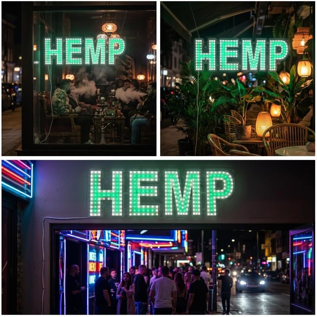 EPL HEMP GREEN, LED 2G Blinking Sign, Eye-Catching, Super Bright, 8"x24", Remote Control & Animated Motion, Cannabis Shop Business decor, Storefront display