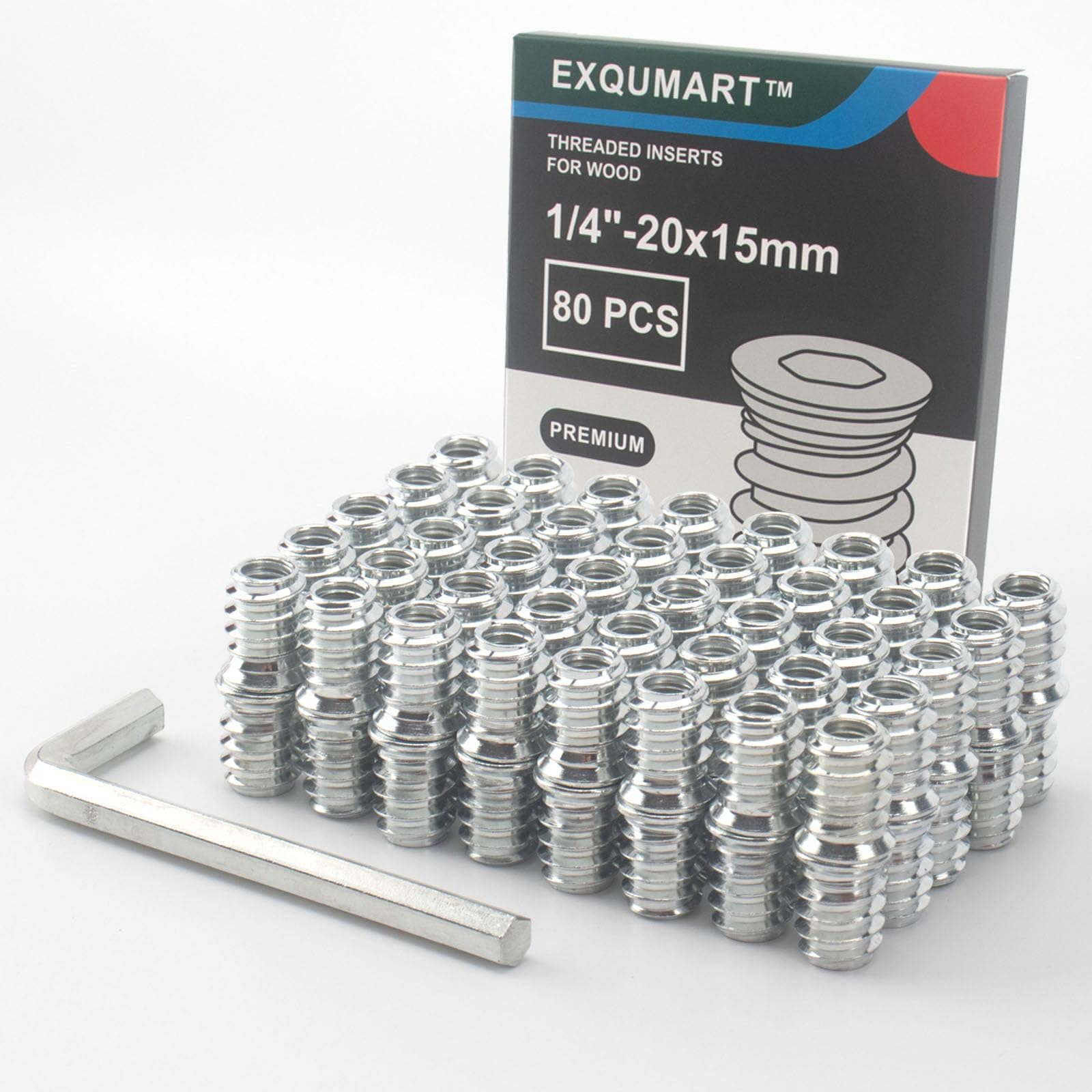 Amazon.com: 1/4-20 Hex Drive Threaded Inserts for Wood - 40 Pieces ...