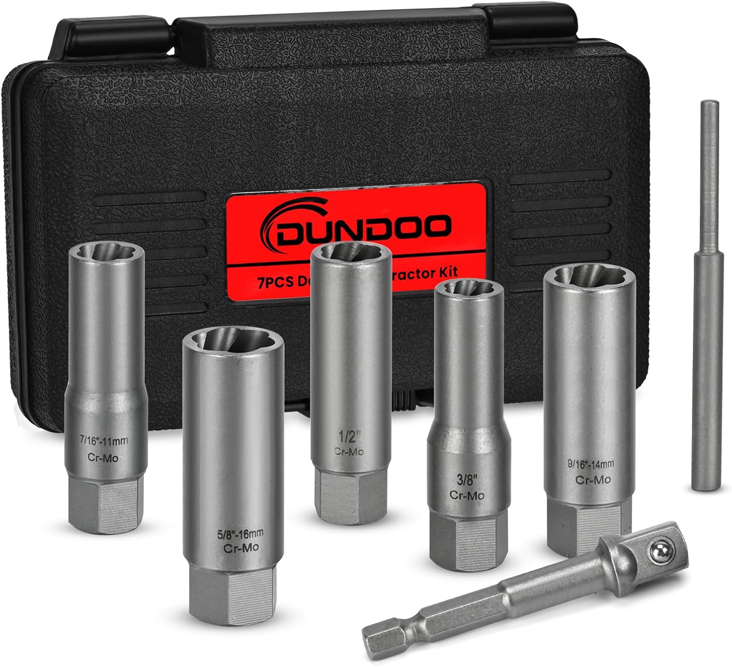 7pcs Bolt Extractor Kit, Stripped Bolt Extractor Set, Deep Long Easy Out Set, Lug Nut Remover Socket Tool for Studs, Damaged, Frozen, Rusted, Rounded-Off Bolts, Nuts