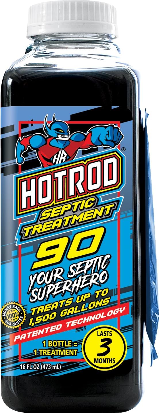 HOTROD Septic Tank Treatment - 6 Month Treatment - Extends Septic System Life and Prevents Costly Repairs - Industrial Grade - Easy to Use - Safe on Piping and Plumbing - 16oz Liquid