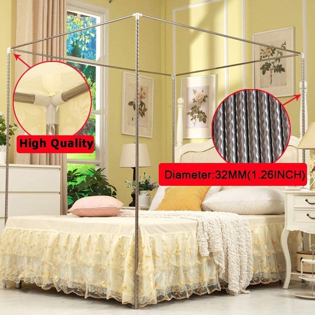 Telaio del Letto a baldacchino in Acciaio Inossidabile, zanzariera con Staffa per Letto Telaio a baldacchino per Letto Matrimoniale/Completo/Queen/California King/King Size Letto in 33mm