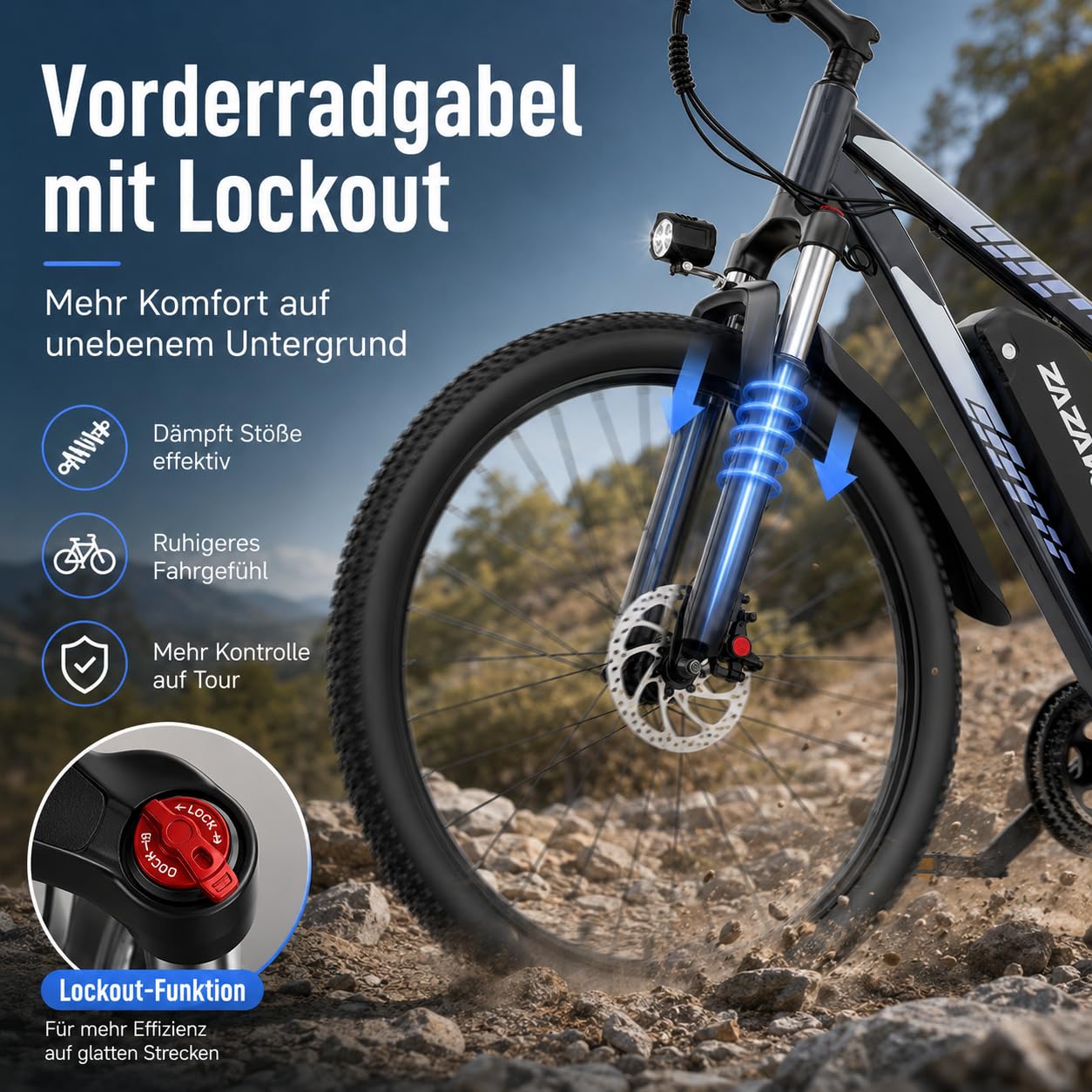 E-Bike 250W Motor 25km/h, 100-120km Reichweite 48V15AH Akku, 21-Gang Mountainbike mit Federgabel & Hydraulikbremsen, EBike Herren Damen, Elektrofahrräder für Stadt & Gelände