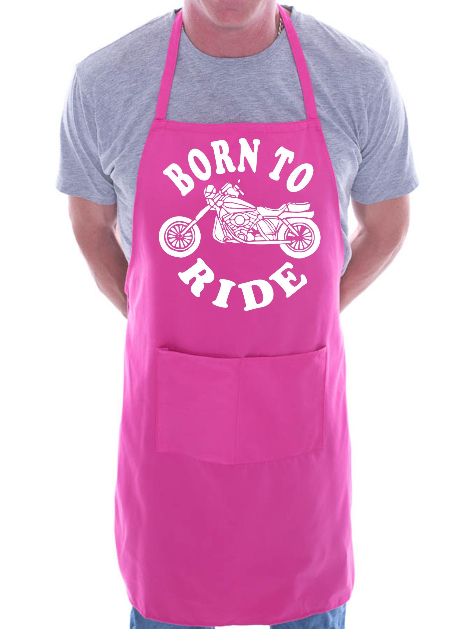 Print4u Men's Pink Born To Ride Motorbike Bbq Cooking Funny Novelty Apron