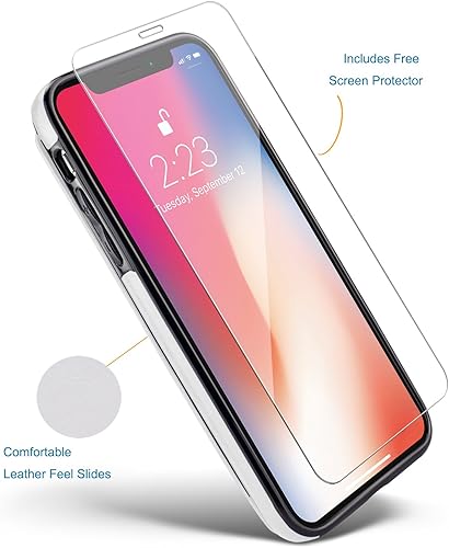 Miniatura 6 de JOYAKI Funda tipo cartera compatible con iPhone XXS, funda protectora delgada con tarjetero y ranuras para tarjetas de piel sintética de alta