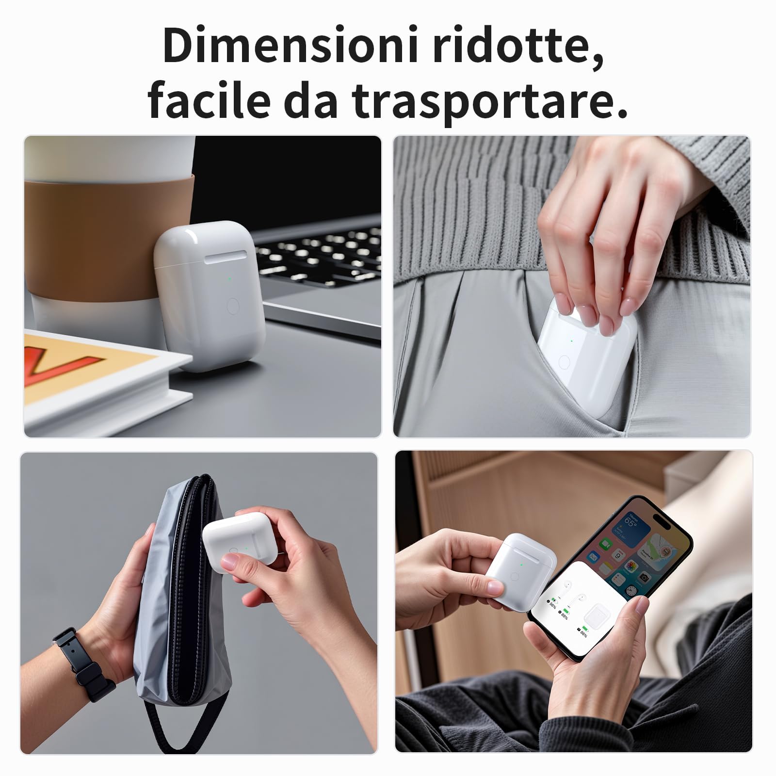 Uluck Custodia di ricarica wireless compatibile con Airpods 1 e 2 generazione, 700 mAh, ricambio originale, pulsante di sincronizzazione di accoppiamento Bluetooth