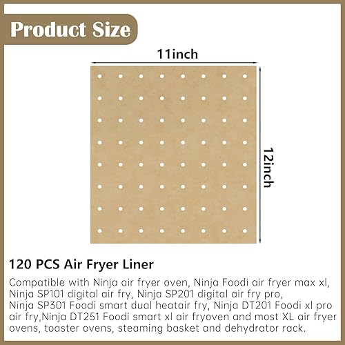 Miniatura 2 de 120 Sheets Air Fryer Oven Liners 11 x 12 Disposable Air Fryer Parchment Paper Liners Rectangle Non Stick Parchment Baking Paper Compatible with