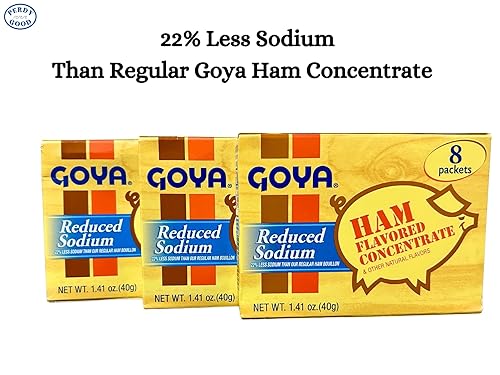 Miniatura 2 de Goya Ham - Condimento reducido de sodio concentrado de sodio (3) paquete con (3) cajas de paquetes de condimentos de jamón Goya de 1.41 onzas,