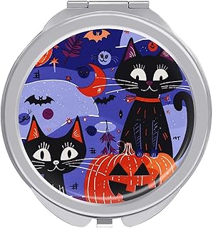 Cartoon Cat Pumpkin Travel Makeup Mirror Port...