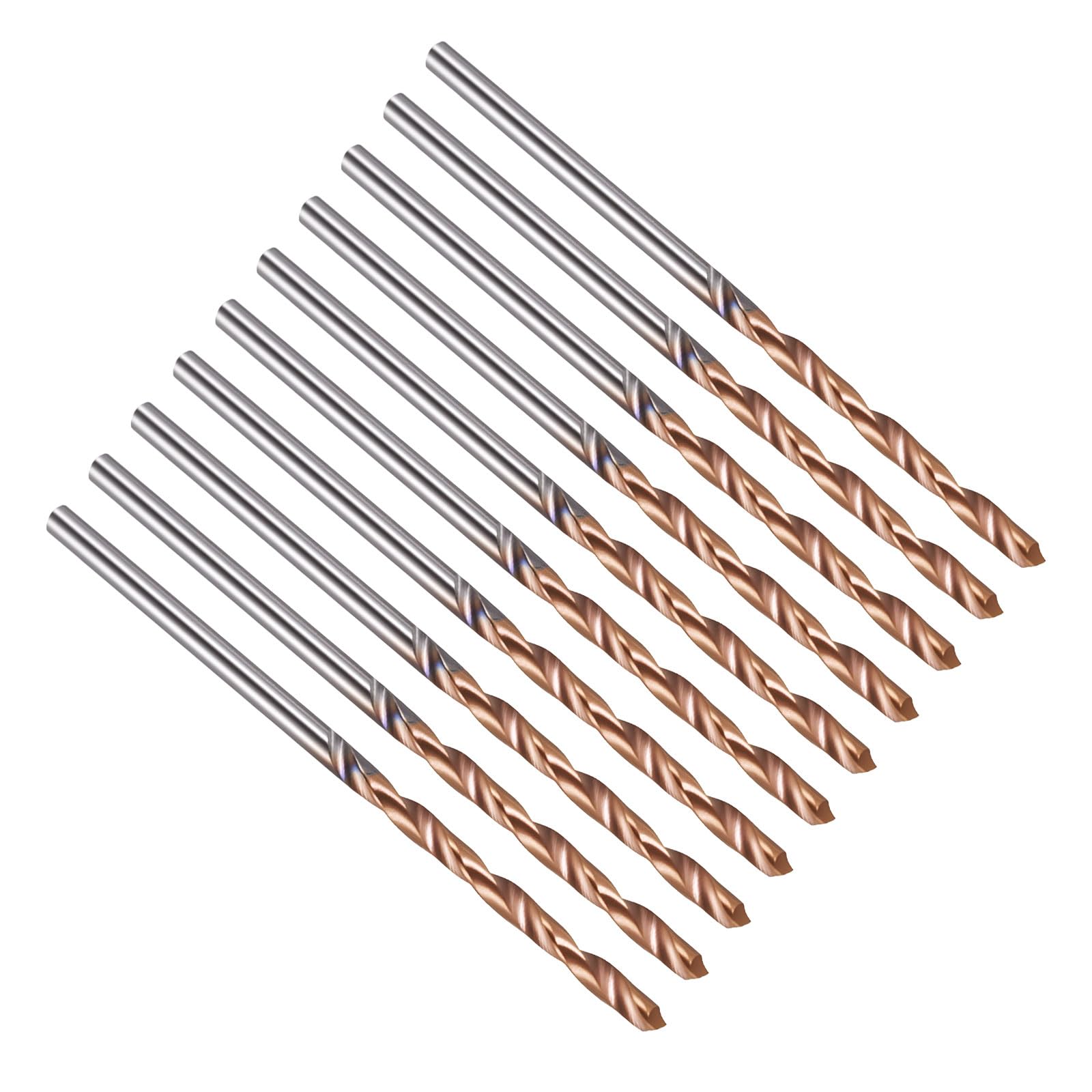PATIKIL 1.5mm Drill Bit, Carbide Twist Jobber Bits Straight Shank 130° for Drilling Hard Metal Alloy Steel Stainless Steel Titanium Alloys - 10 Pack