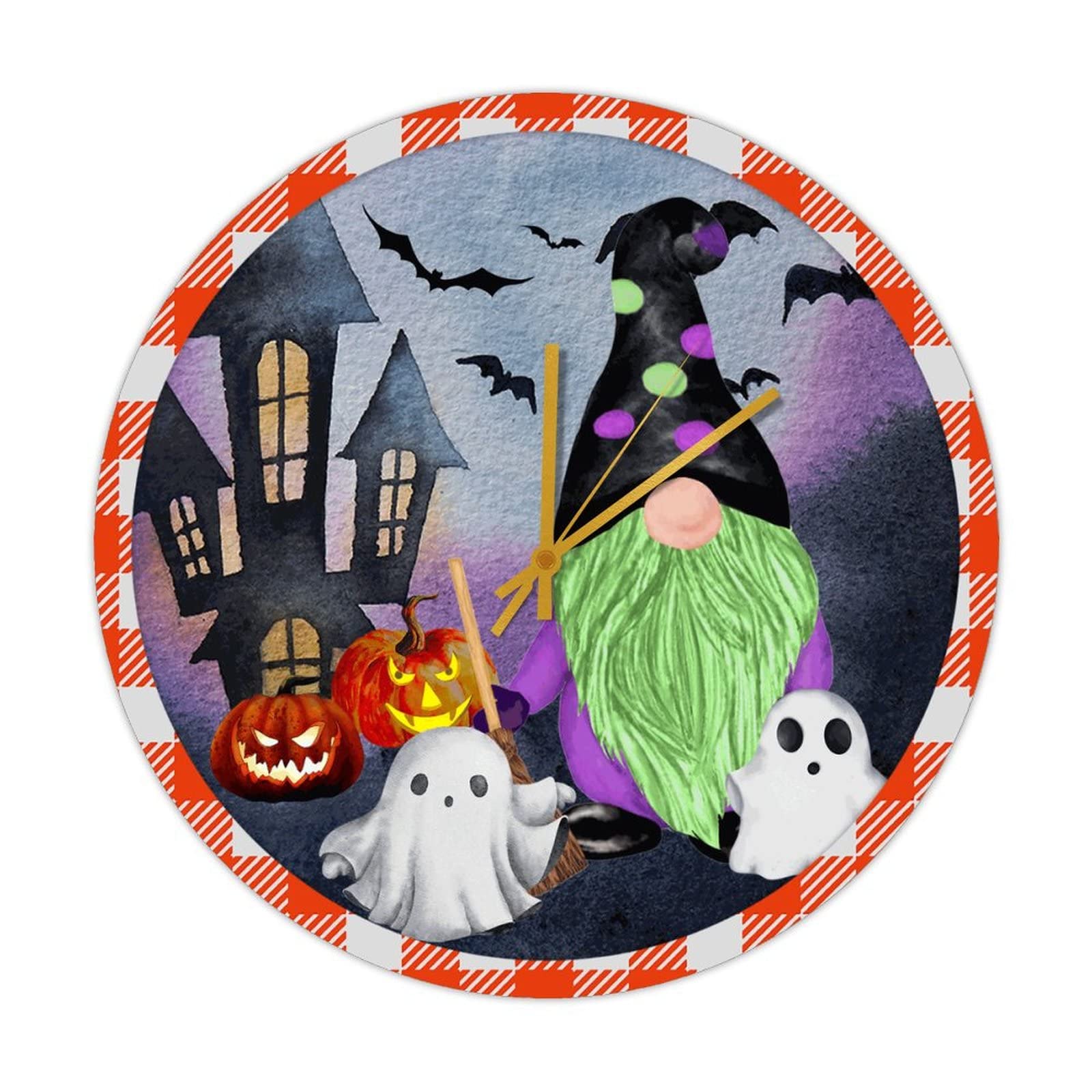 Horloge silencieuse sans tic-tac Halloween en bois pour chambre à coucher
