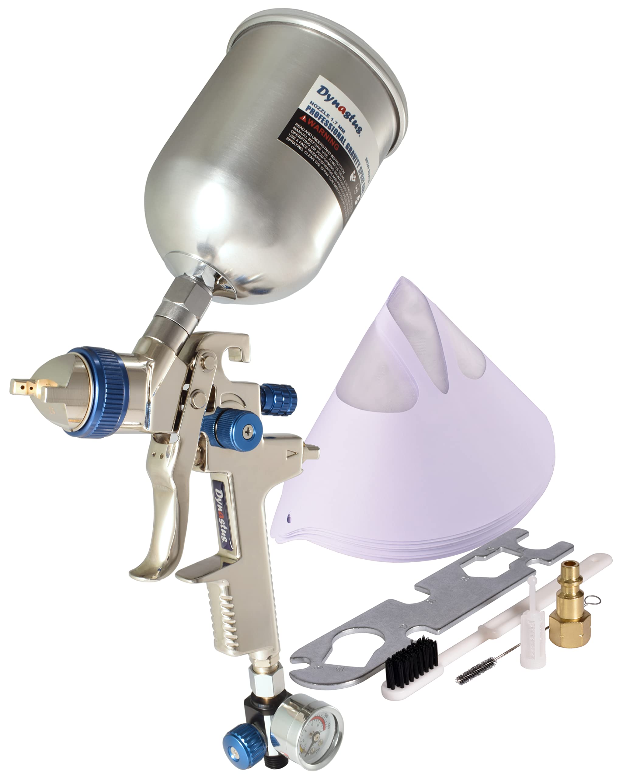 Dynastus20 oz. Professional Gravity Feed HVLP Air Spray Gun Detail Paint Sprayer, 1.7mm nozzle, with Air Regulator kits