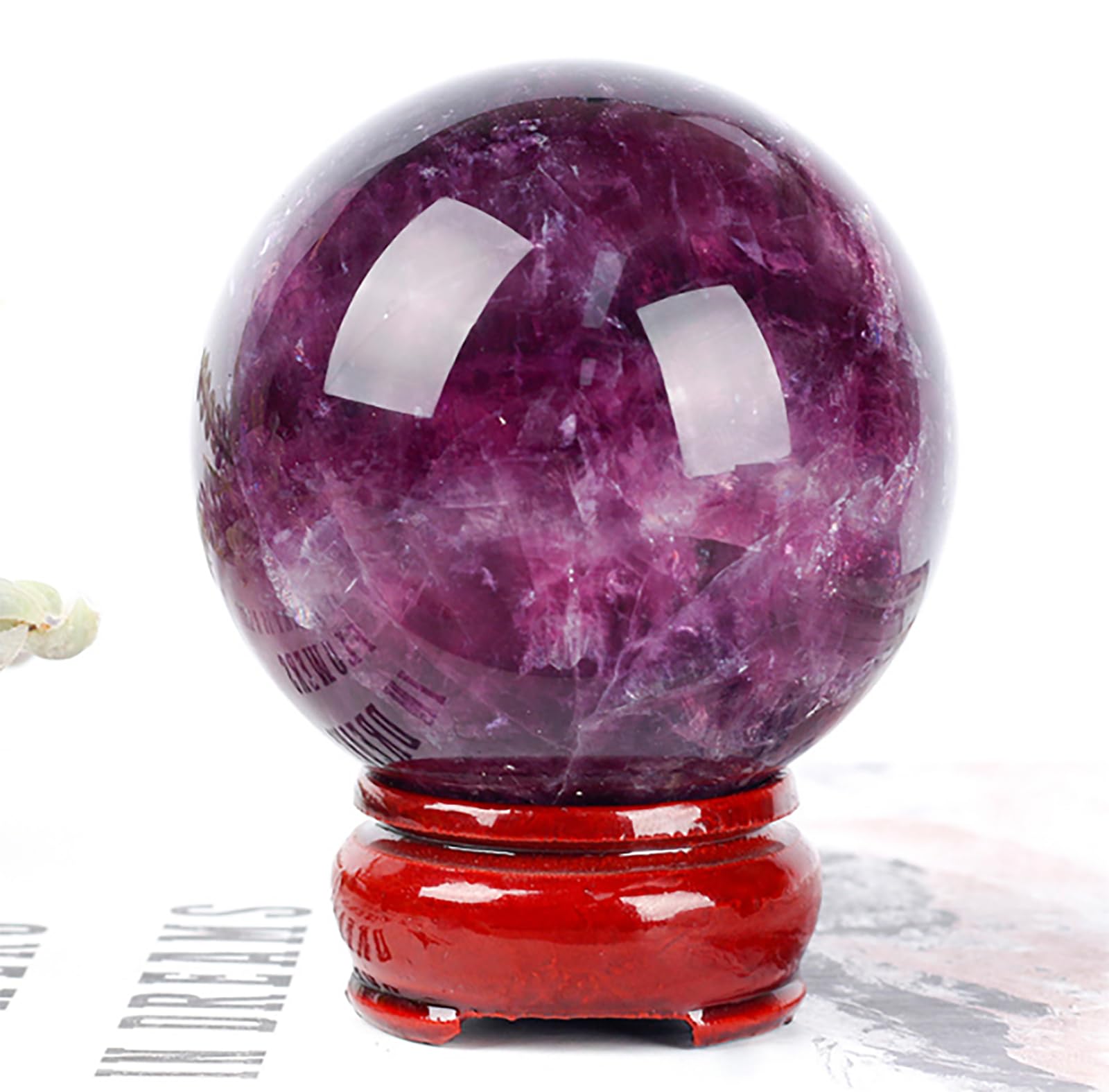 AUOQKQUT Purple Fluorite Ball Amethyst Crystal Ball Divination Sphere Decorative Ball Crystals Sphere for Feng Shui Gemstone Stone Orb Crafts,65mm