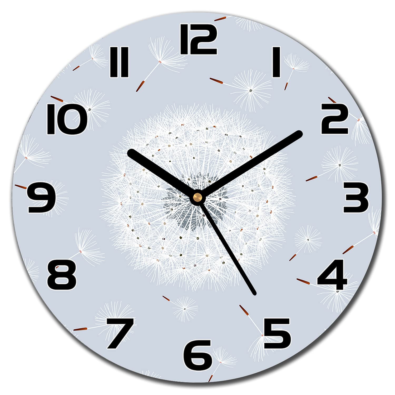 Horloge murale en verre salon déco pissenlit nature