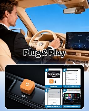 OTTOCAST 2026 Mini Slim USB C 2-in-1 Wireless CarPlay Adapter, Plug & Play | Android Auto Adapter, 5s Auto-Connect, Mini Size,Remember Two Phones