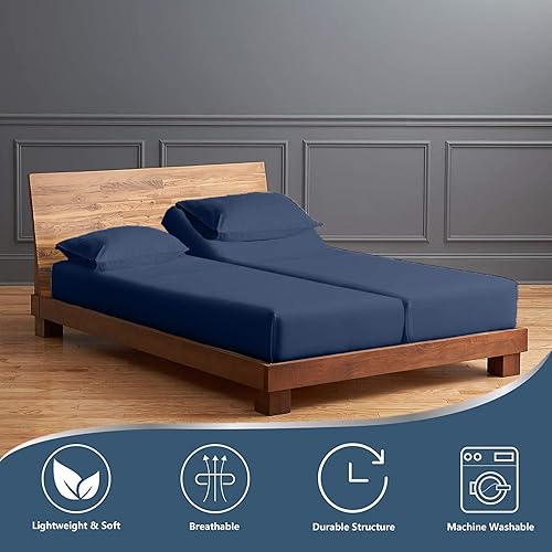 Vista 12 de Juego de sábanas divididas tamaño Queen ajustable, bolsillo extra profundo de 28 pulgadas, 800 hilos, 100% algodón egipcio