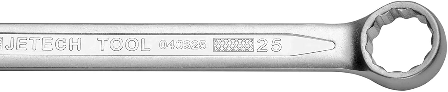 Jetech 25mm Combination Wrench (6 Pack), Metric, 15° Offset Box End, 12-Point Design, Industrial Grade, Chrome Vanadium Steel, Sand Blasted Finish, Forged & Heat-Treated