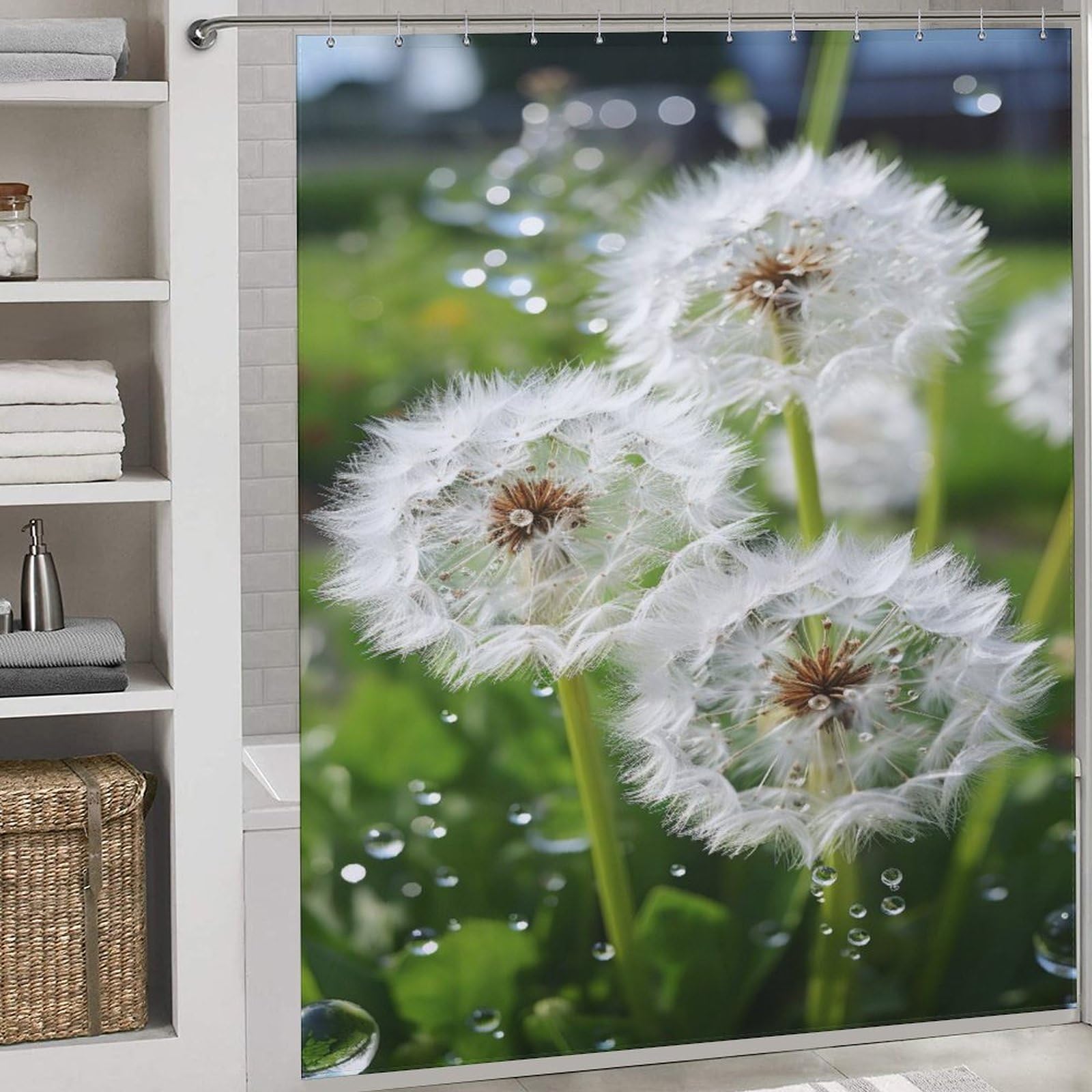 Rideau de douche dandelion en polyester lavable 183x183 cm