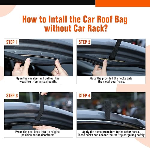 Miniatura 8 de ACLONG Bolsa de techo de coche de 21 pies cúbicos, impermeable, 840D, bolsa de carga resistente para todos los autos consin bastidores, incluye