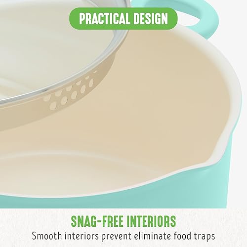 Miniatura 6 de GreenLife SoftGrip - Olla de 6 cuartos con tapa y tapa coladora, color turquesa