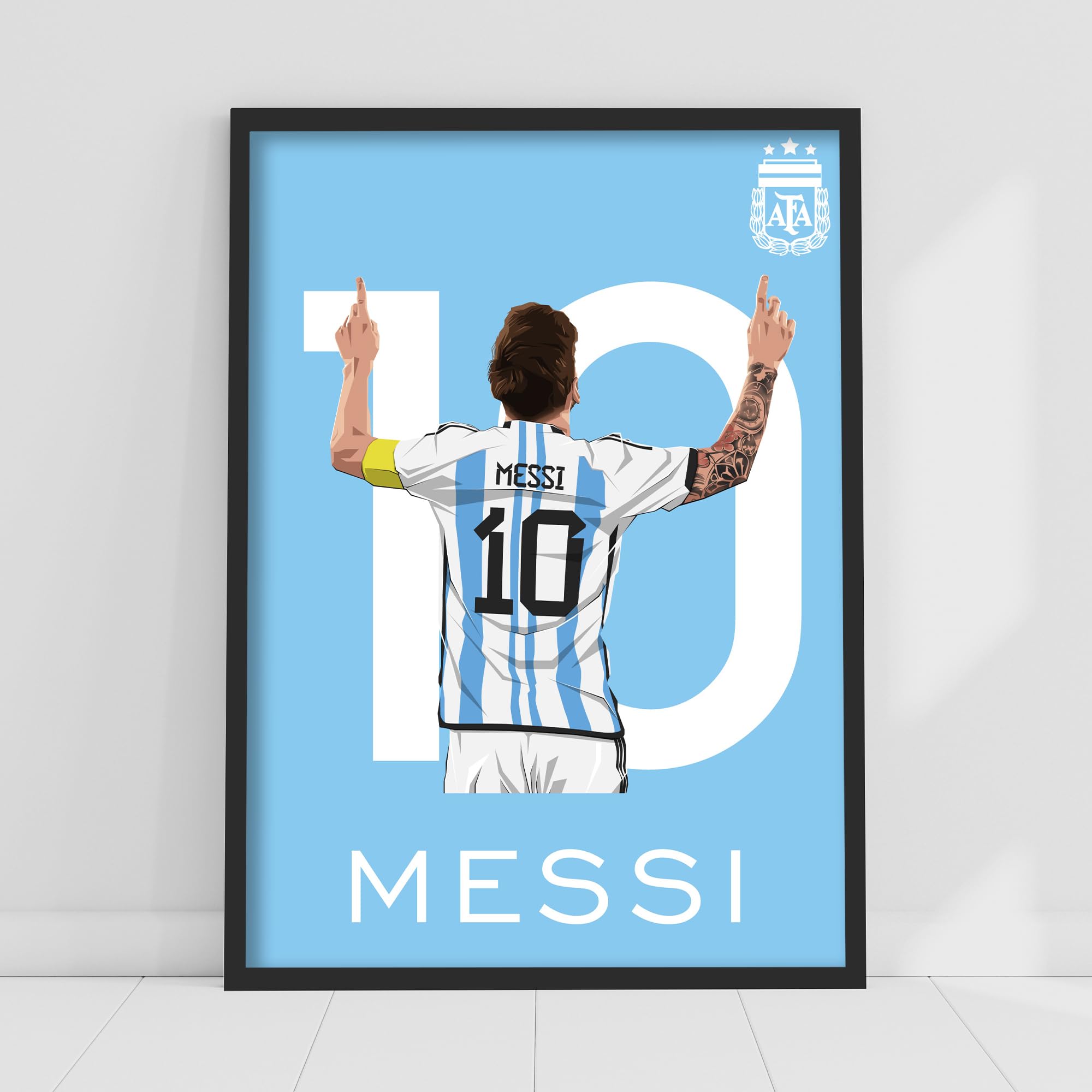 Themed Argentina Print - Lionel Messi Illustration Poster AFA Football Wall Art (29.7cm x 42cm - A3)