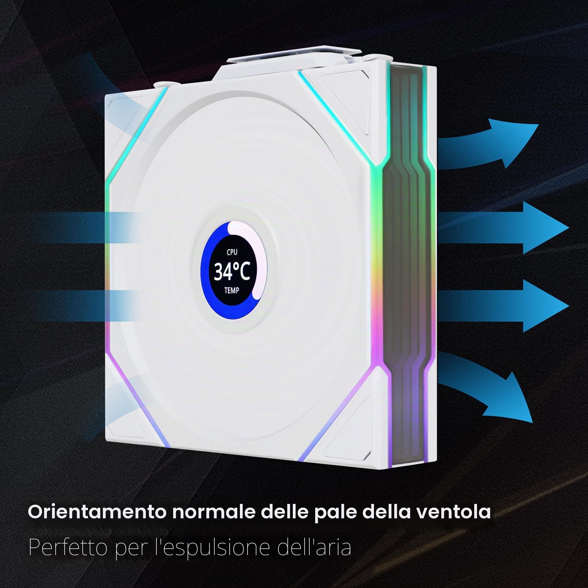 Lian Li UNI FAN TL Wireless LCD Ventola 120 mm RGB – Confezione da 3 pezzi Bianco | PWM 26 LED ARGB fino a 1.900 giri/min, sistema a incastro, flusso d'aria elevato, silenzioso e a bassa vibrazione
