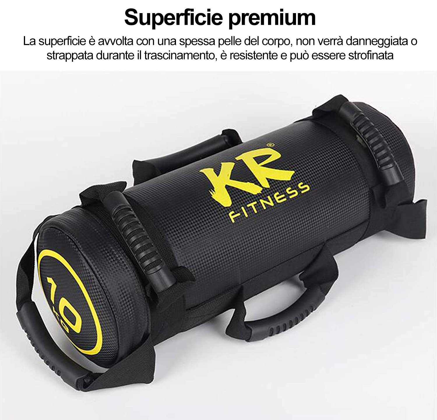 Lupex Shop - Sacco di Sabbia Sandbag a 6 Maniglie, Power Bag per Allenamento Crossfit, Sollevamento Pesi, Corsa, Sport, Bodybuilding - KR Fitness