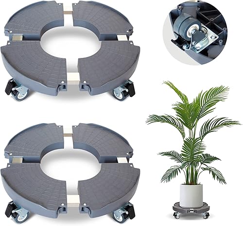 Miniatura 8 de Paquete de 2 soportes rodantes para plantas con ruedas, 15-21 pulgadas, ajustable, resistente, con ruedas para macetas de interior y exterior, con