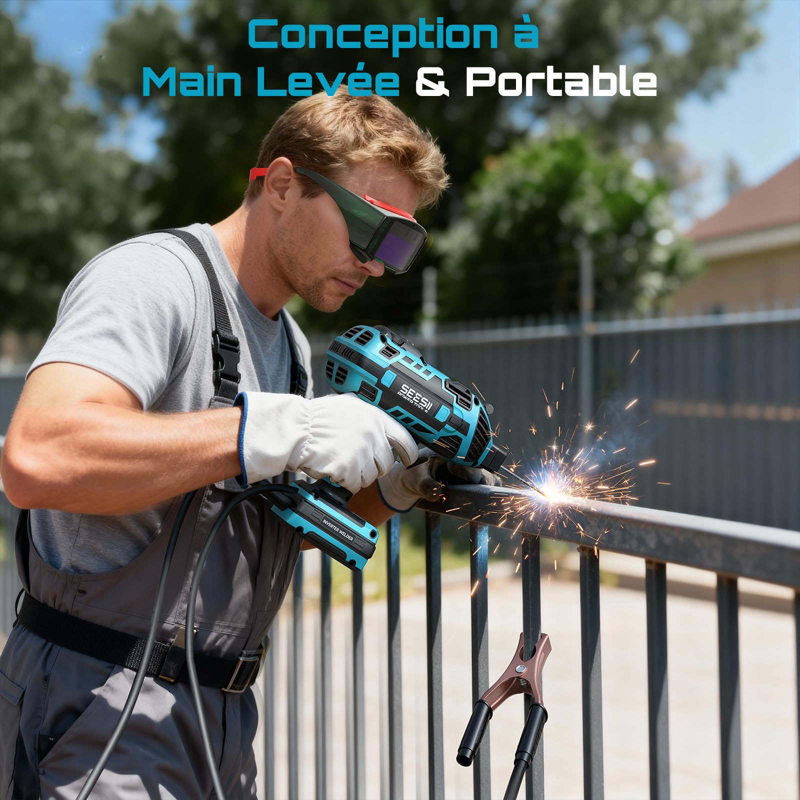 Poste a Souder Électrique, Portable 220 V Soudeuse Manuelle à l'Arc Variable à 6 Niveaux, Convient Aux Électrodes De 2,5-3,2 mm, sur L’Acier Inoxydable, L’Aluminium et Les Alliages D’Aluminium