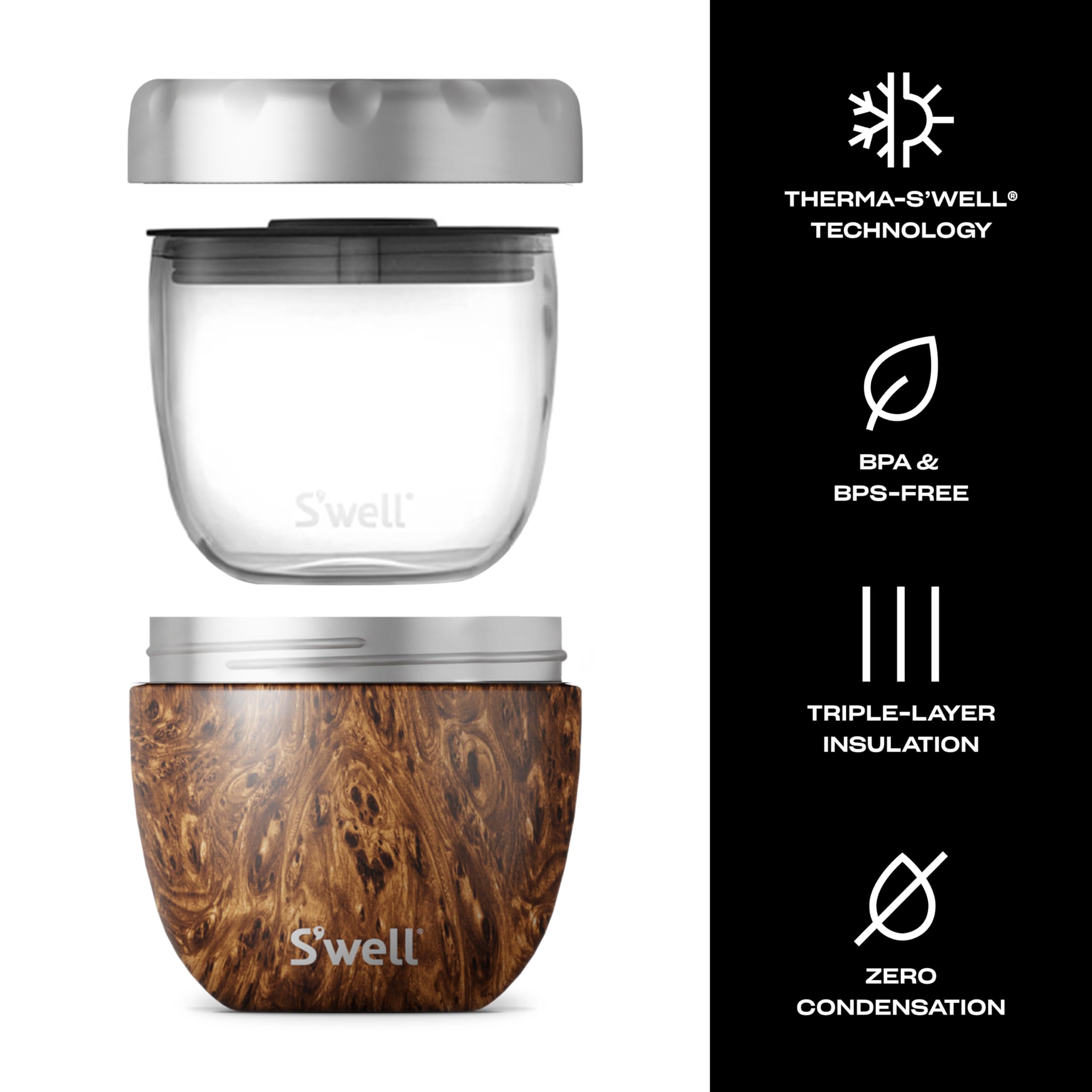 正規新品S'well Eats ステンレススチール製フードボウル 22オンス Amazon｜S'well フードボウル チークウッド 2-in-1 【日本正規輸入品